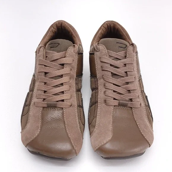 Diesel Auriga‎ Mens Size 7 Vintage Leather Square Toe Sneakers Brown Y2K